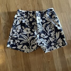 Bill Blass Vintage 90s White Tropical Hawaiian Floral Denim Shorts Women Size 10